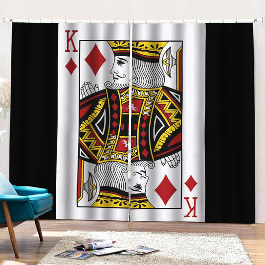 King Of Diamonds Playing Card Print Pencil Pleat Curtains