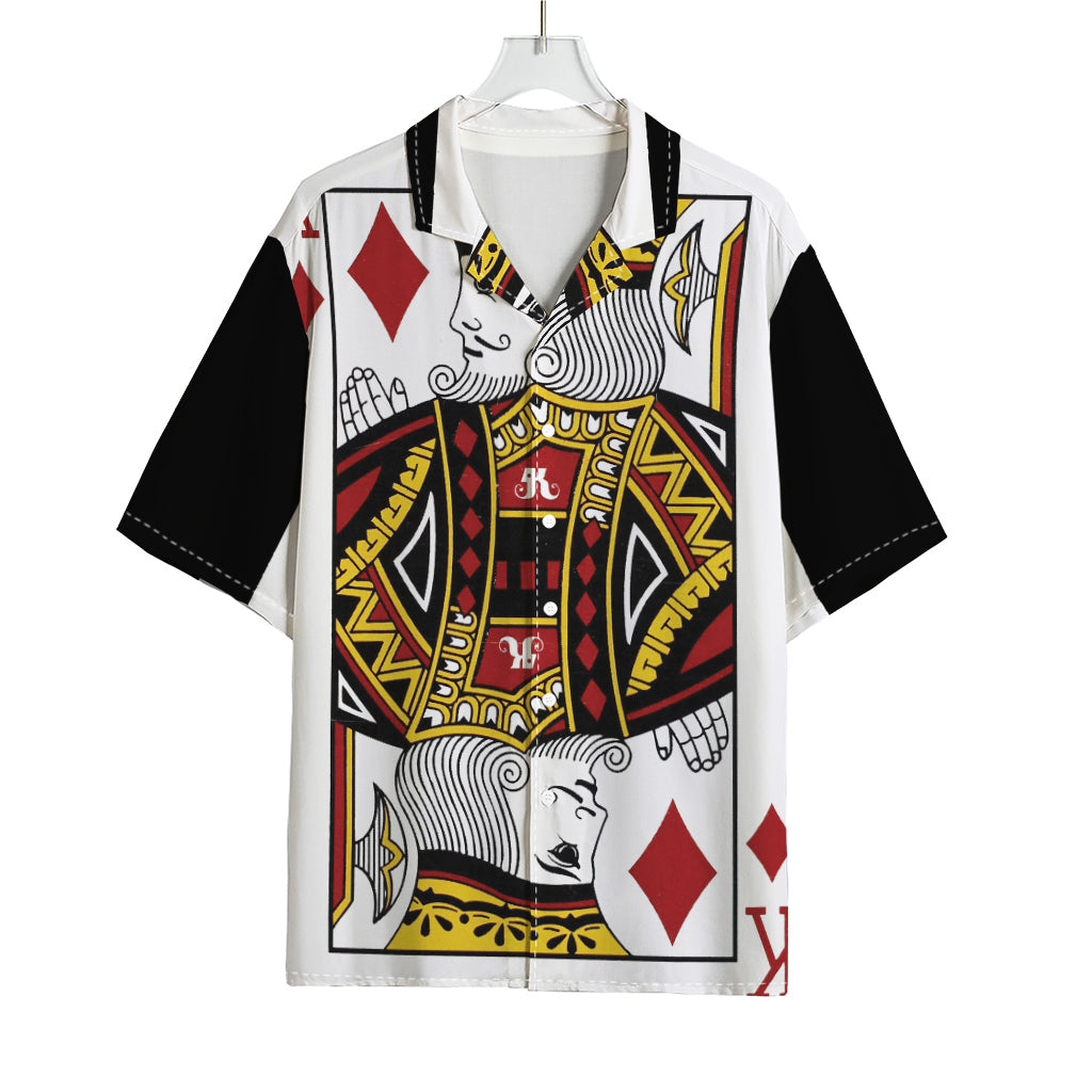 King Of Diamonds Playing Card Print Rayon Hawaiian Shirt