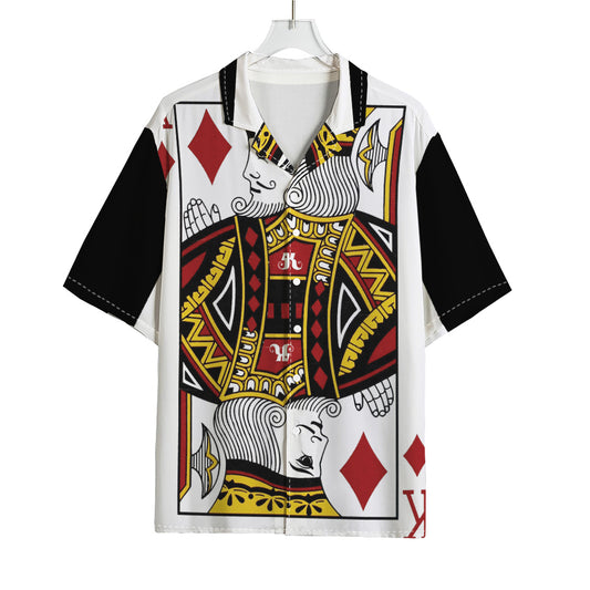 King Of Diamonds Playing Card Print Rayon Hawaiian Shirt