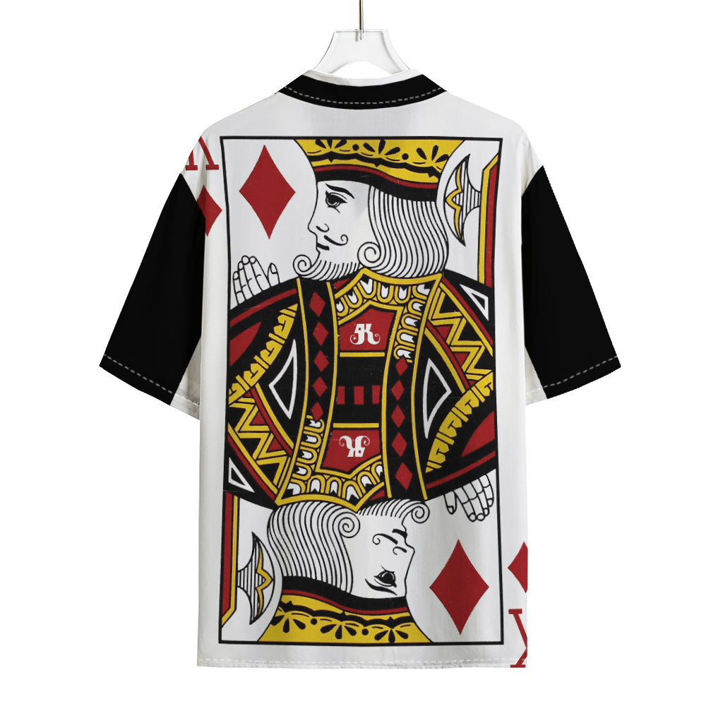 King Of Diamonds Playing Card Print Rayon Hawaiian Shirt