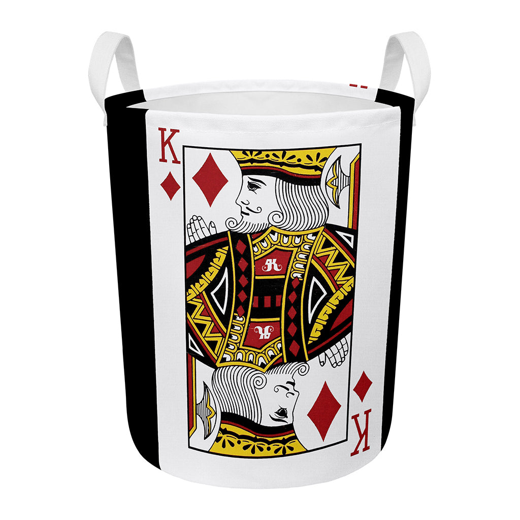 King Of Diamonds Playing Card Print Round Laundry Basket