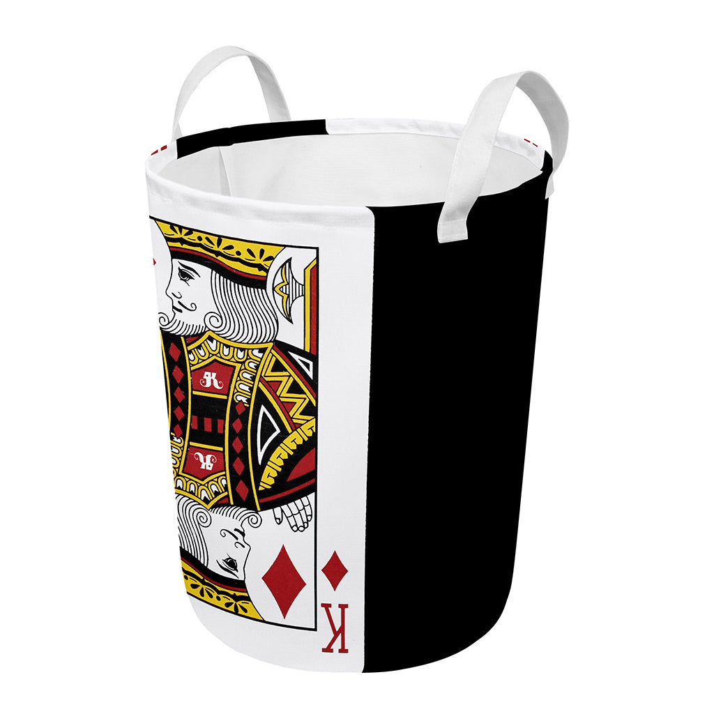 King Of Diamonds Playing Card Print Round Laundry Basket