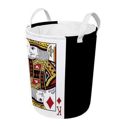 King Of Diamonds Playing Card Print Round Laundry Basket