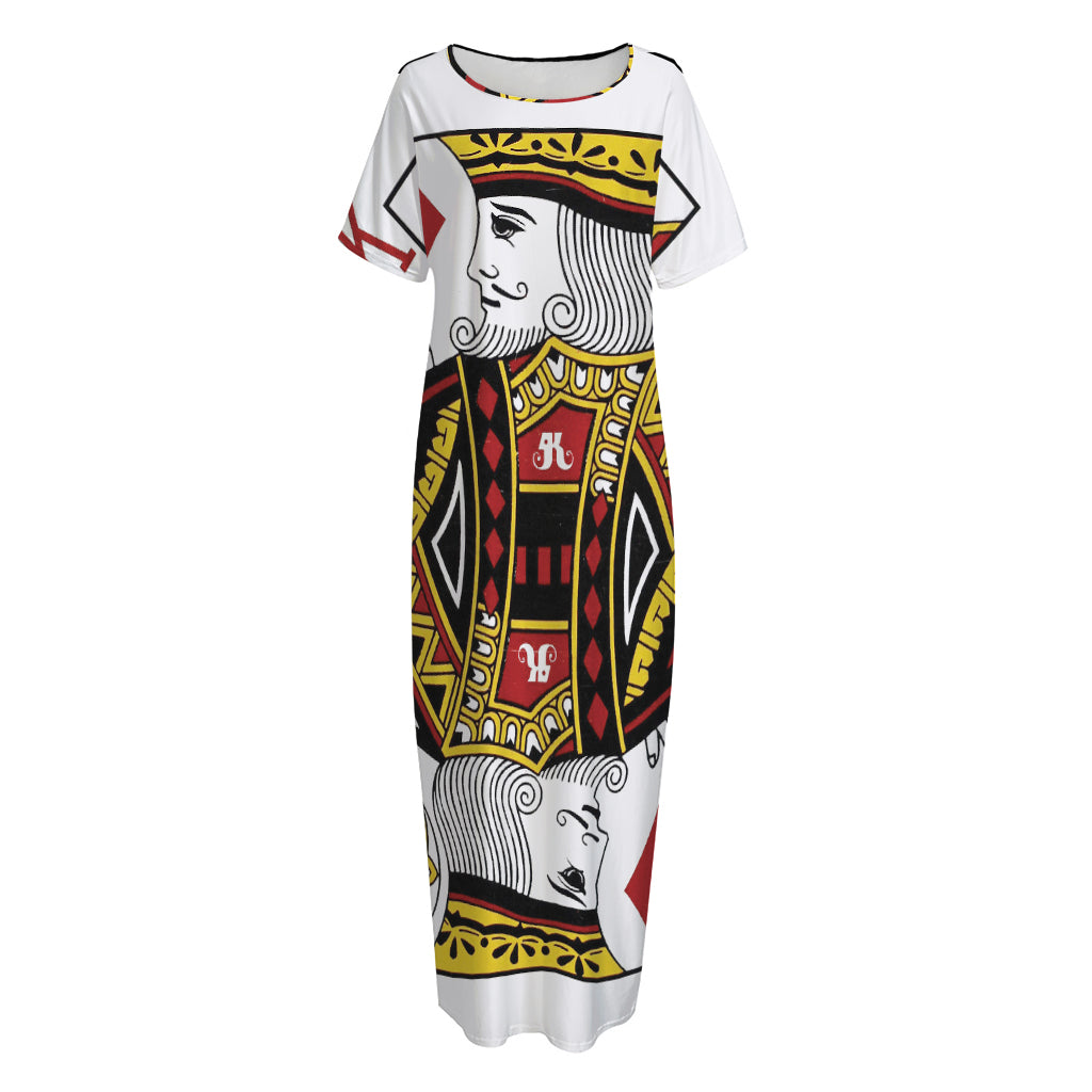 King Of Diamonds Playing Card Print Short Sleeve Long Nightdress