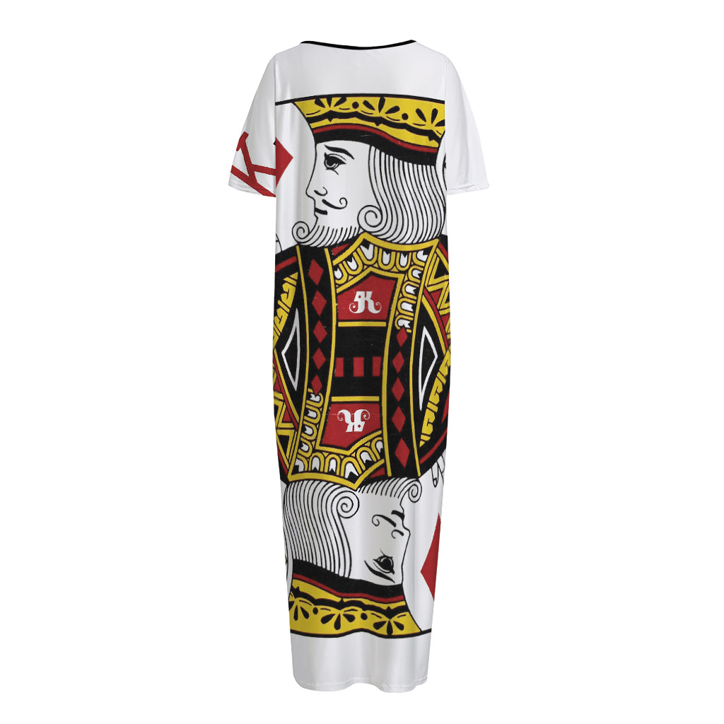 King Of Diamonds Playing Card Print Short Sleeve Long Nightdress