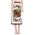 King Of Diamonds Playing Card Print Side Slit Midi Skirt