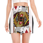 King Of Diamonds Playing Card Print Side Slit Mini Skirt