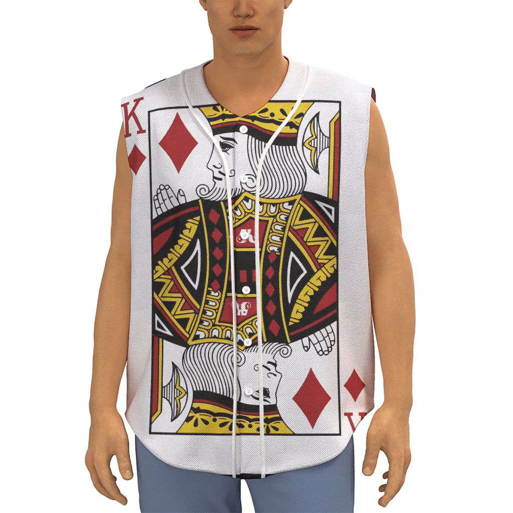 King Of Diamonds Playing Card Print Sleeveless Baseball Jersey