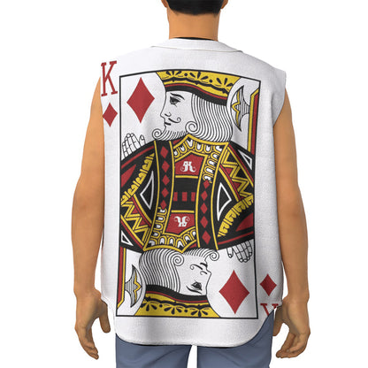 King Of Diamonds Playing Card Print Sleeveless Baseball Jersey