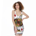 King Of Diamonds Playing Card Print Sleeveless Bodycon Dress