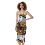 King Of Diamonds Playing Card Print Slim Fit Midi Cami Dress