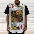 King Of Diamonds Playing Card Print Textured Short Sleeve Shirt