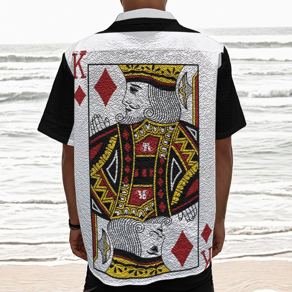 King Of Diamonds Playing Card Print Textured Short Sleeve Shirt