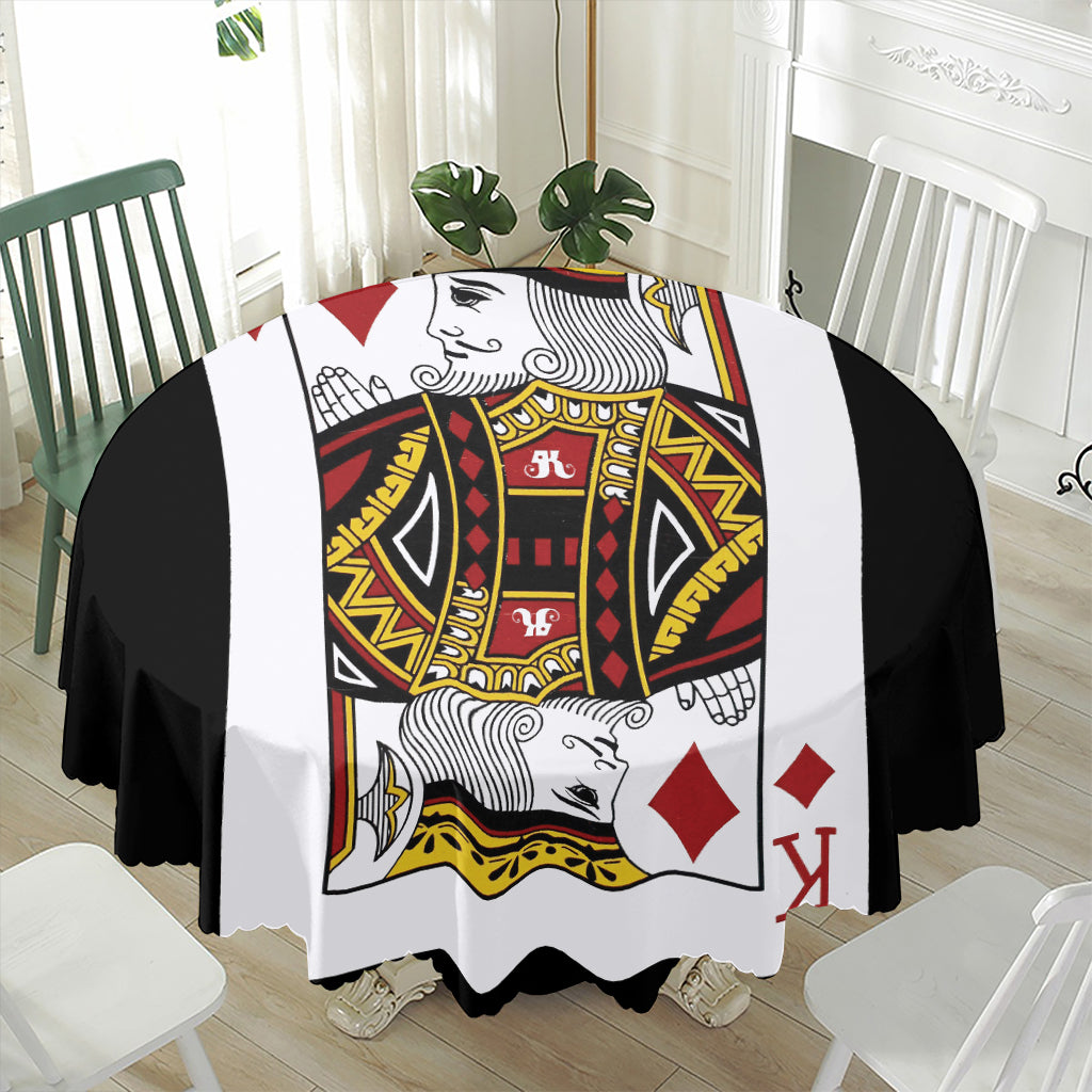 King Of Diamonds Playing Card Print Waterproof Round Tablecloth