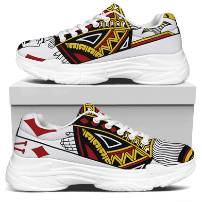 King Of Diamonds Playing Card Print White Chunky Shoes