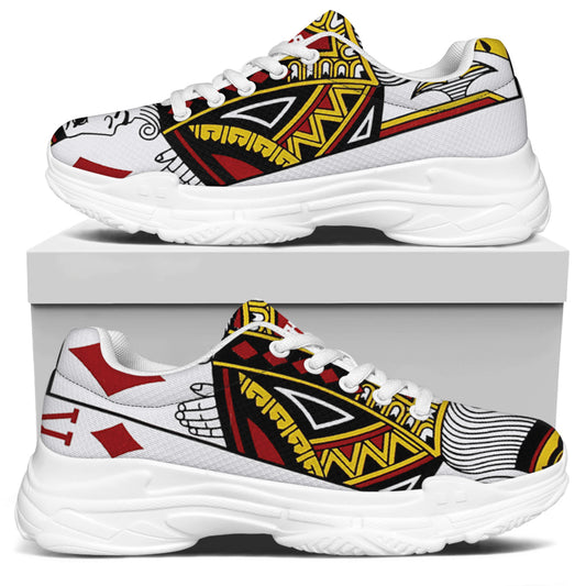 King Of Diamonds Playing Card Print White Chunky Shoes