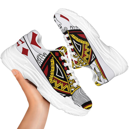 King Of Diamonds Playing Card Print White Chunky Shoes