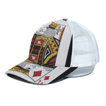 King Of Diamonds Playing Card Print White Mesh Trucker Cap