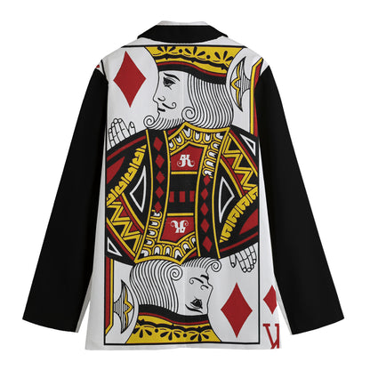 King Of Diamonds Playing Card Print Women's Blazer