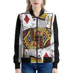 King Of Diamonds Playing Card Print Women's Bomber Jacket