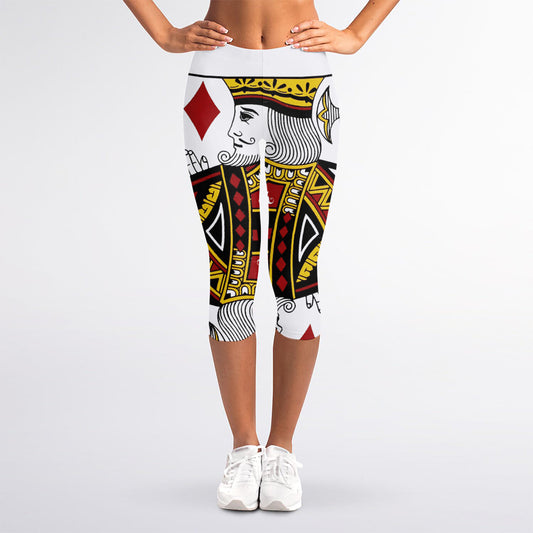 King Of Diamonds Playing Card Print Women's Capri Leggings