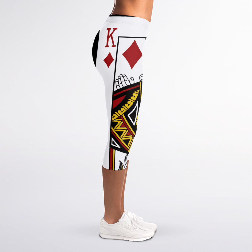 King Of Diamonds Playing Card Print Women's Capri Leggings