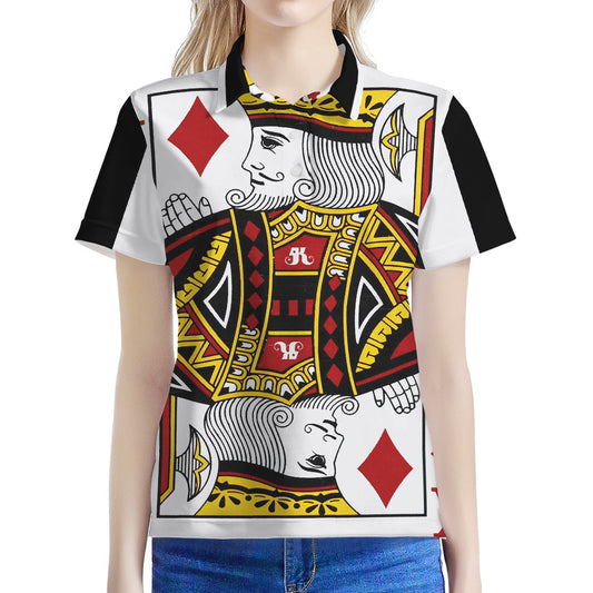 King Of Diamonds Playing Card Print Women's Polo Shirt