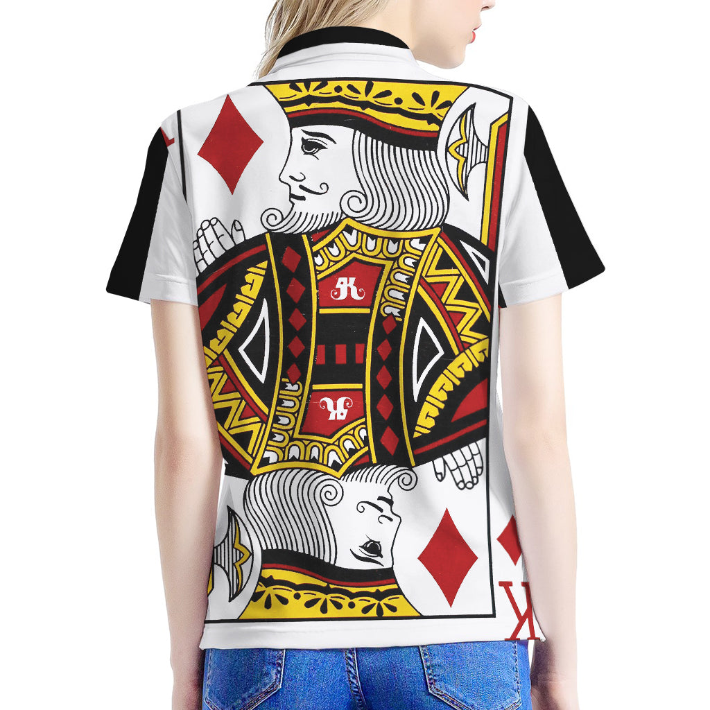 King Of Diamonds Playing Card Print Women's Polo Shirt