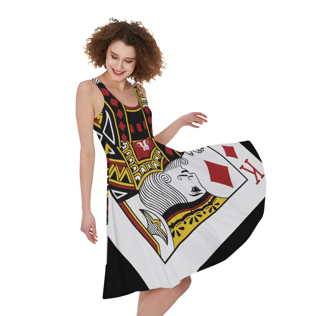 King Of Diamonds Playing Card Print Women's Sleeveless Dress