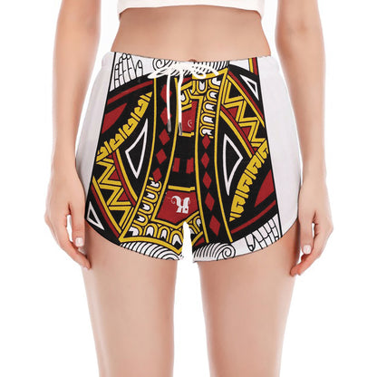 King Of Diamonds Playing Card Print Women's Split Running Shorts
