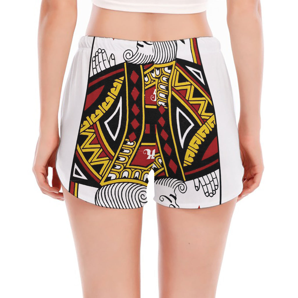 King Of Diamonds Playing Card Print Women's Split Running Shorts