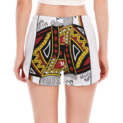 King Of Diamonds Playing Card Print Women's Split Running Shorts