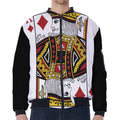 King Of Diamonds Playing Card Print Zip Sleeve Bomber Jacket