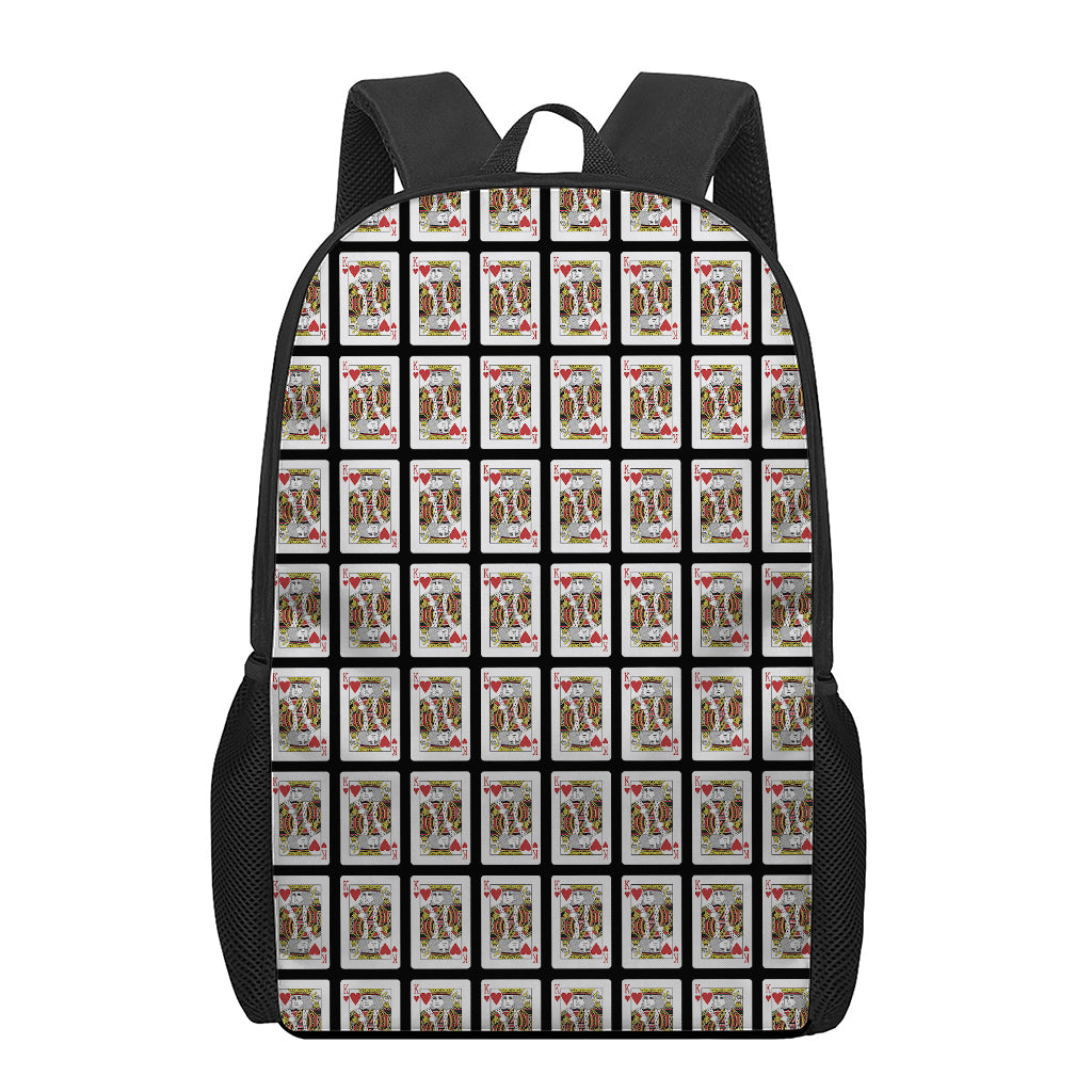 King Of Hearts Pattern Print 17 Inch Backpack