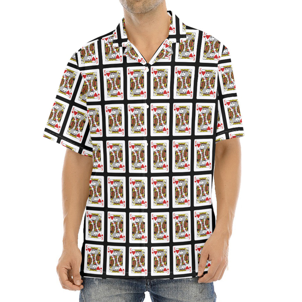 King Of Hearts Pattern Print Aloha Shirt