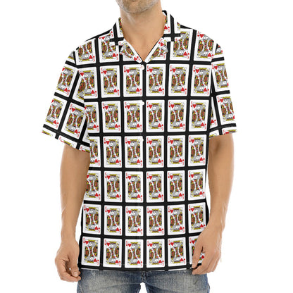 King Of Hearts Pattern Print Aloha Shirt