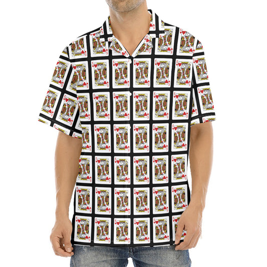King Of Hearts Pattern Print Aloha Shirt