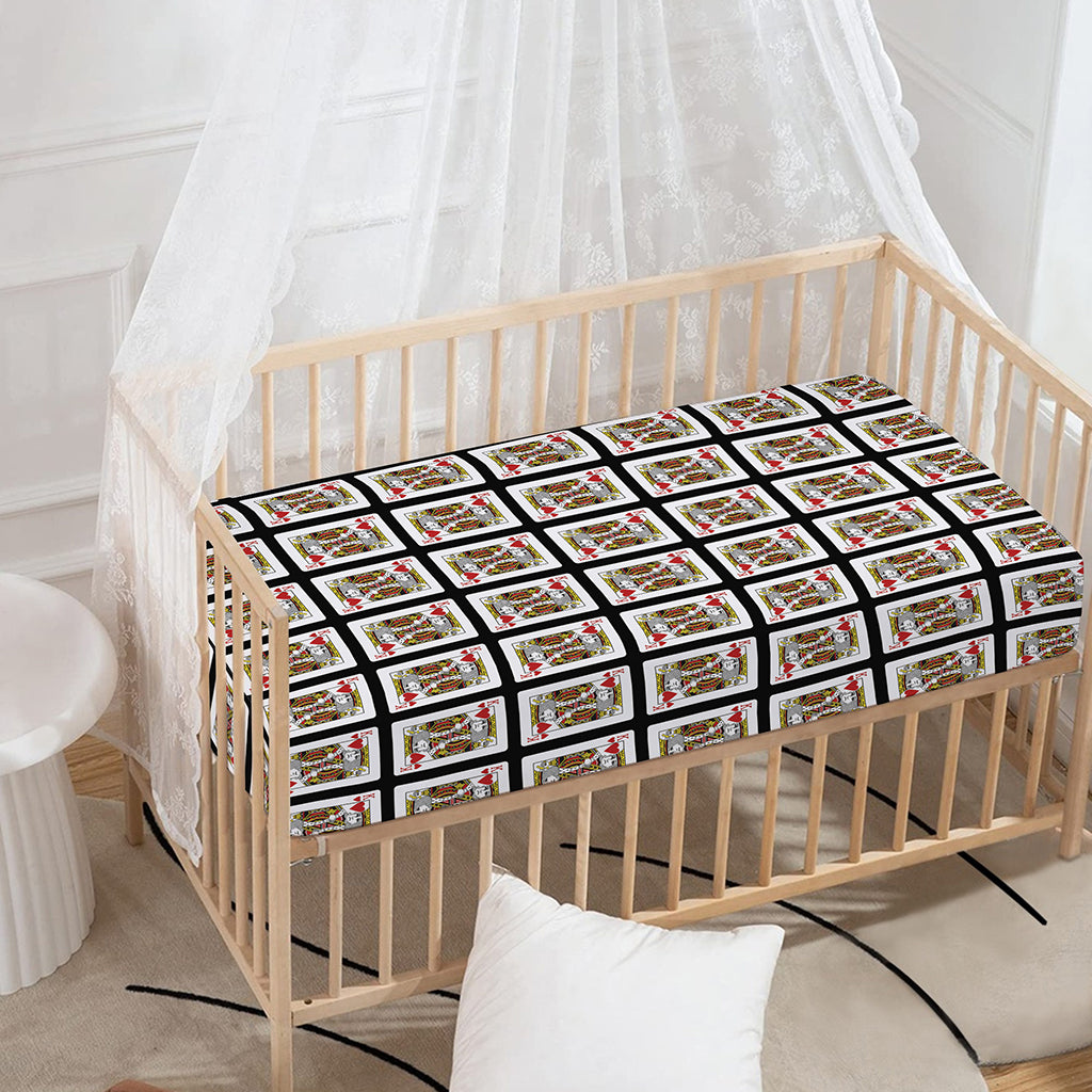 King Of Hearts Pattern Print Baby Crib Sheet