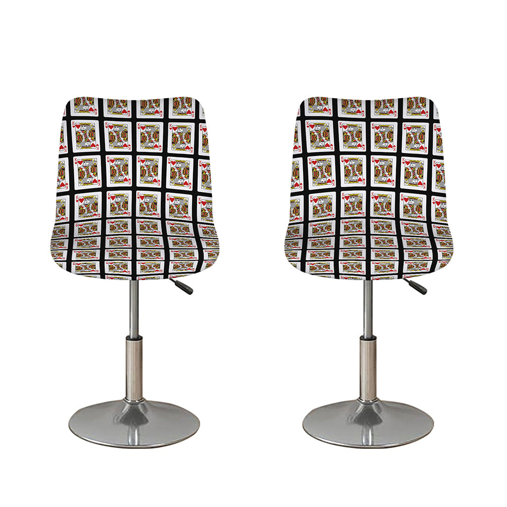 King Of Hearts Pattern Print Bar Stool Covers