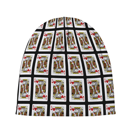King Of Hearts Pattern Print Beanie