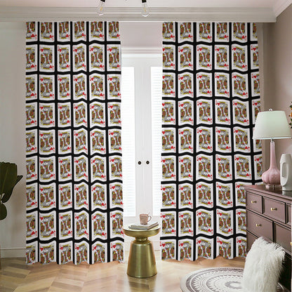King Of Hearts Pattern Print Blackout Pencil Pleat Curtains