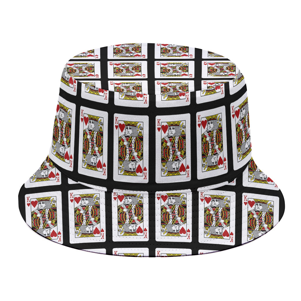 King Of Hearts Pattern Print Bucket Hat