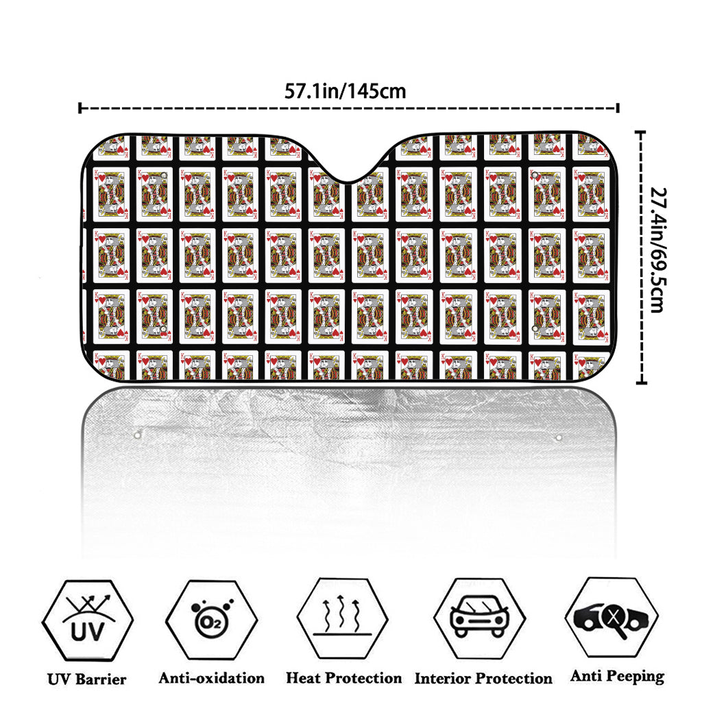King Of Hearts Pattern Print Car Windshield Sun Shade