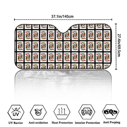 King Of Hearts Pattern Print Car Windshield Sun Shade