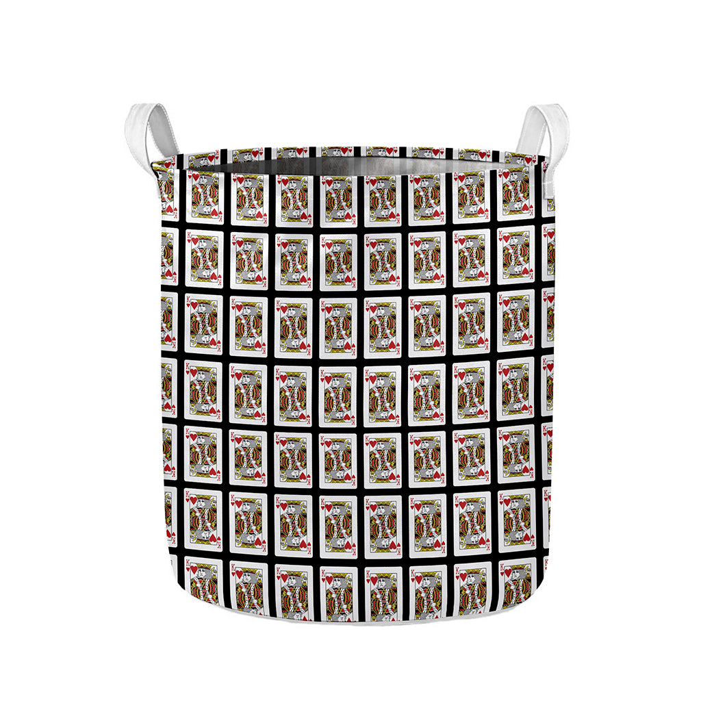 King Of Hearts Pattern Print Collapsible Laundry Basket