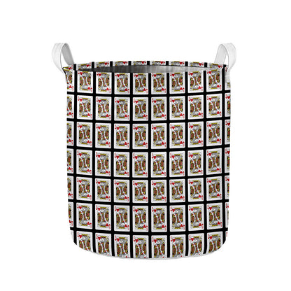 King Of Hearts Pattern Print Collapsible Laundry Basket