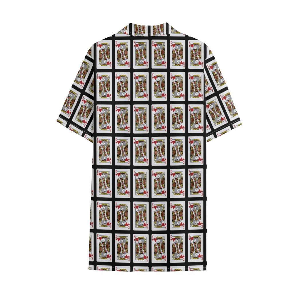 King Of Hearts Pattern Print Cotton Hawaiian Shirt