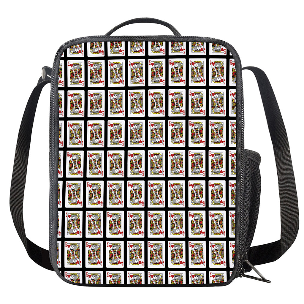 King Of Hearts Pattern Print Crossbody Lunch Bag