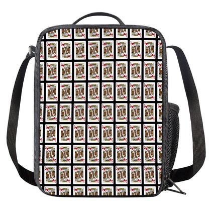 King Of Hearts Pattern Print Crossbody Lunch Bag