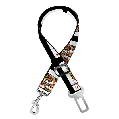 King Of Hearts Pattern Print Dog Seat Belt